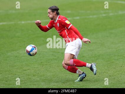 Barnsley, England, 8th May 2021.  Callum Brittain of Barnsley during the Sky Bet Championship match at Oakwell, Barnsley. Picture credit should read: John Clifton / Sportimage Stock Photo