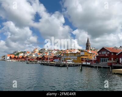 Fjallbacka, Sweden - June 10, 2019: Swedish fishing village Fjällbacka on the West coast in Bohuslan. The town is a popular summer tourist resort. Stock Photo