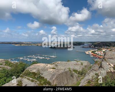 Fjallbacka, Sweden - June 10, 2019: Swedish fishing village Fjällbacka on the West coast in Bohuslan. The town is a popular summer tourist resort. Stock Photo