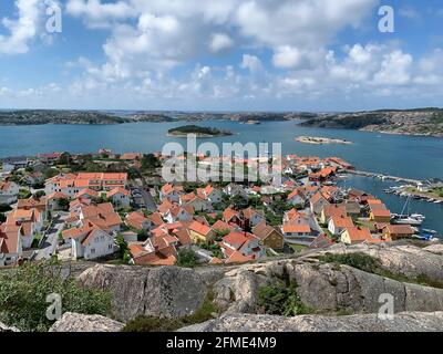 Fjallbacka, Sweden - June 10, 2019: Swedish fishing village Fjällbacka on the West coast in Bohuslan. The town is a popular summer tourist resort. Stock Photo