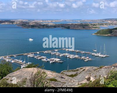 Fjallbacka, Sweden - June 10, 2019: Swedish fishing village Fjällbacka on the West coast in Bohuslan. The town is a popular summer tourist resort. Stock Photo