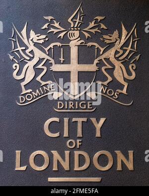 Close-up of the words City of London on a plaque in London, UK. Stock Photo