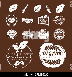 fifteen organic labels set icons Stock Vector