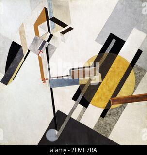 El Lissitzky. (Russian, 1890-1941). Proun 19D. 1922? Gesso, oil, paper, and cardboard on plywood. Stock Photo