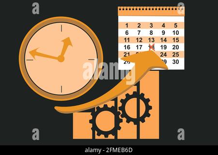 Concept for increasing productivity, scheduling and time management. Vector graphic Stock Vector