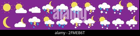 Collection of weather icons in flat design. Vector graphic eps 10 Stock Vector