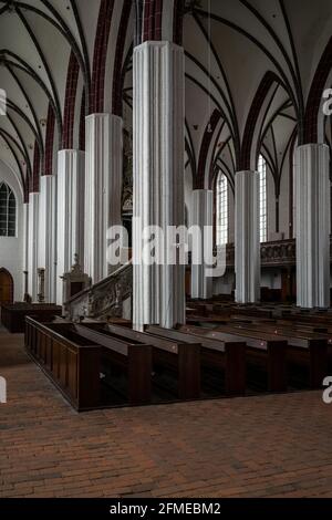 TANGERMUENDE, GERMANY - APRIL 24, 2021: Interior of St. Stephen's Church. The historic town of Tangermuende. Saxony-Anhalt state.