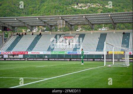 Lugano, Suiza. 06th Feb, 2022. Lugano, Suiza, 06.02.22 Vista interna del  grandstand Monte Bre antes del partido de la Super League entre el FC Lugano  y el FC Luzern en el estadio