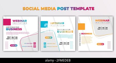 Social media post template vector illustration. set of social media template with colorful design. good template for online advertisement design. Stock Vector