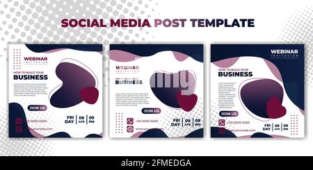 Social media post template vector illustration. set of social media template with white and purple design. good template for online advertisement desi Stock Vector