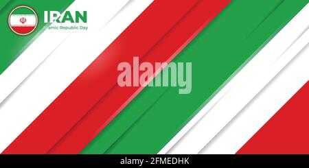 Islamic Republic Day of Iran vector illustration. Red and green Geometric background design. Good template for Iran National Day design. Stock Vector