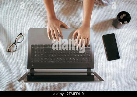 Flat lay photography of coffee and lights Stock Photo