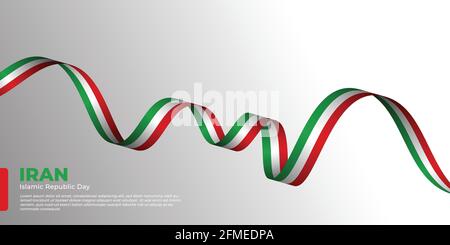 Waving Iran flag vector illustration. Good template for Iran National Day design. Stock Vector