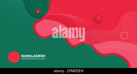 Bangladesh Independence day with Green and red background design. also good template for social media post. Stock Vector