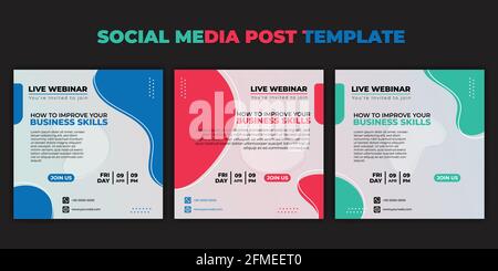 Social media post template. Set of Social media with color choice design. Vector illustration of Webinar invitation banner. good template for online a Stock Vector