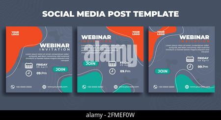 Social media post template. Set of modern Social media banner vector illustration. Webinar invitation banner with grey color design. good template for Stock Vector