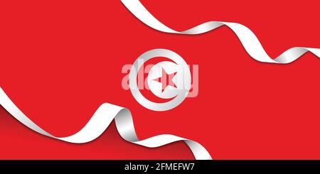 Red background design with tunisia flag. good template for Tunisian national day. Stock Vector