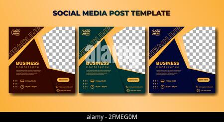 Set of Social media post template. Business conference banner design. good template for online advertising design. Stock Vector