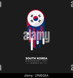 South Korea Independence movement day. Flying South Korean flag with meteor concept design. good template for South Korean national day design. Stock Vector