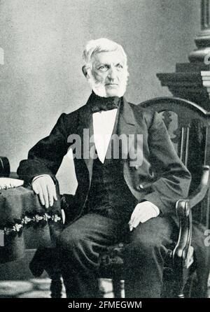 George Bancroft - founder of the Naval Academy. Already notable as a historian in 1845, Bancroft signalized his entrance into President Polk’s cabinet, as Secretary of the Navy, by founding the Naval School, later the Academy at Annapolis. Stock Photo