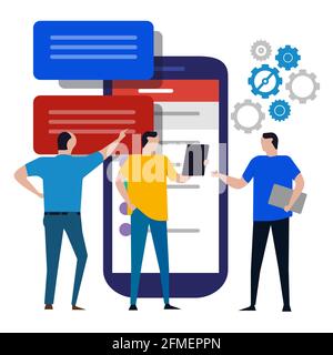 web mobile application design user experience test smartphone device developer Stock Vector