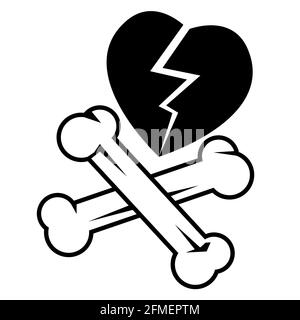 toxic relationships symbol heartbreak and bone abusive manipulative deadly love icon end broken partner Stock Vector