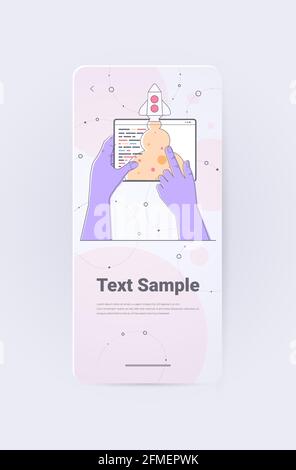 businessperson hands launching space rocket on tablet screen successful business idea start up new creative project Stock Vector