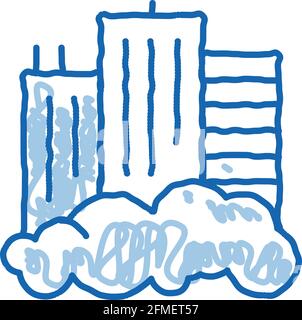 Building Skyscraper And Smog doodle icon hand drawn illustration Stock Vector