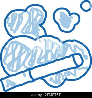 Cigarette And Smoke Steam doodle icon hand drawn illustration Stock Vector