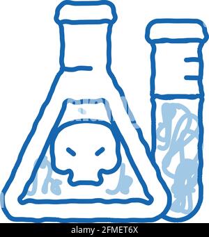 Flask With Chemical Liquid doodle icon hand drawn illustration Stock Vector