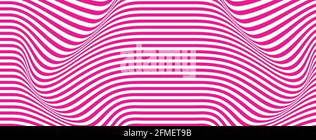 Distorted wavy pink lines. Pattern with flowing stripes. Halftone abstract background. Twisted shapes. Vector minimalistic design template. Stock Vector