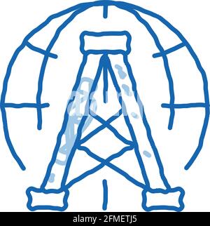 Oil-Derrick Planet Problem doodle icon hand drawn illustration Stock Vector