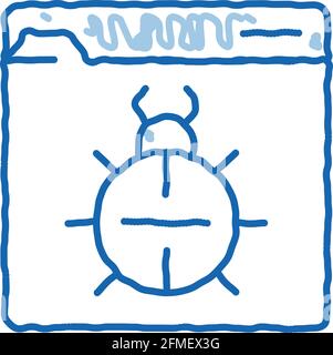 Beetle Bug Code Mistake Or Virus doodle icon hand drawn illustration Stock Vector