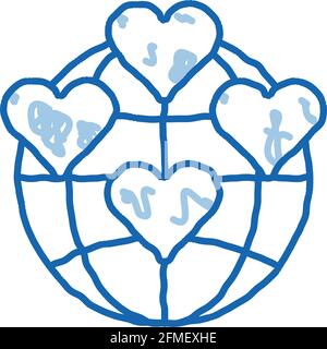 Universe Volunteers Support doodle icon hand drawn illustration Stock Vector