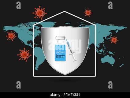 vaccine coronavirus COVID 19 in Protective shield concept prevent and stop spread coronavirus Stock Vector