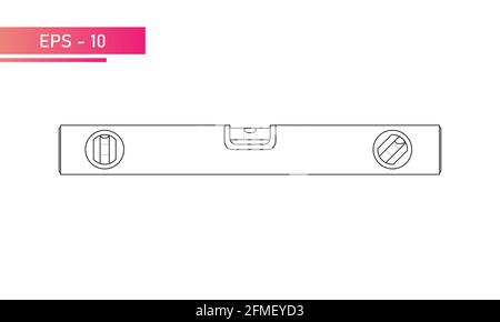 Bubble construction level in contour design with lines, icon. Tools for construction and repair. Flat vector illustration. Stock Vector