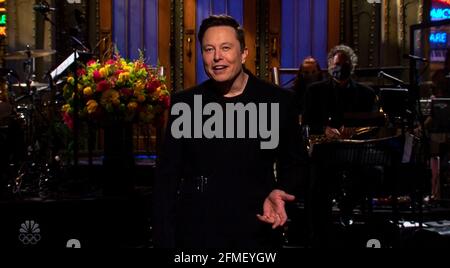May 08, 2021, New York, New York, USA -  Tesla and SpaceX CEO ELON MUSK hosts 'Saturday Night Live.(Credit Image: © Nbc/Snl/ZUMA Wire)
