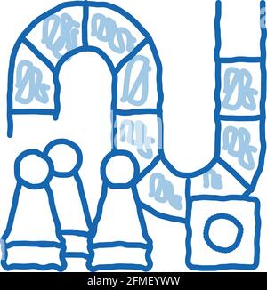 Interactive Kids Board Game doodle icon hand drawn illustration Stock Vector