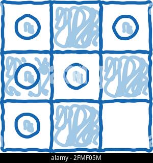 Interactive Kids Game Draughts doodle icon hand drawn illustration Stock Vector