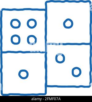 Interactive Kids Game Dominoes doodle icon hand drawn illustration Stock Vector