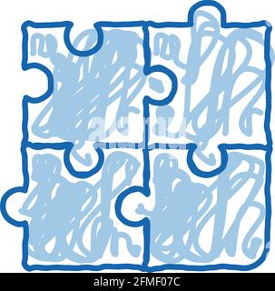 Interactive Kids Game Puzzle doodle icon hand drawn illustration Stock Vector
