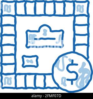 Interactive Kids Game Monopoly doodle icon hand drawn illustration Stock Vector