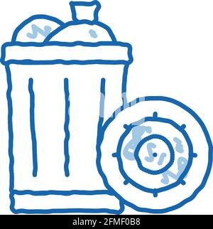 Infection Bacteria Germ In Trash doodle icon hand drawn illustration Stock Vector