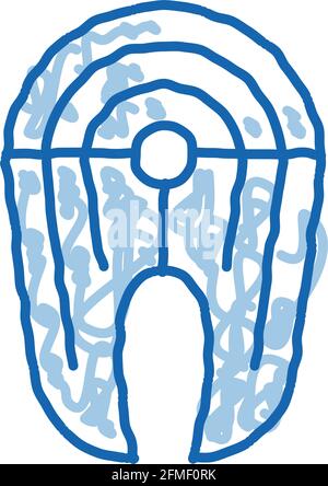 Healthy Food Piece Of Fish doodle icon hand drawn illustration Stock Vector