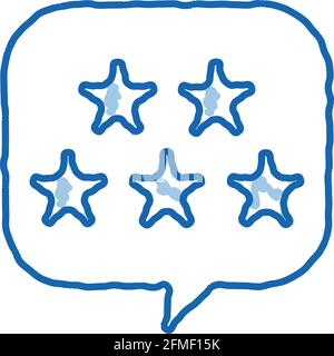 Five Stars In Text Box Frame doodle icon hand drawn illustration Stock Vector