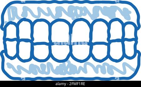 Set Of False Teeth Stomatology doodle icon hand drawn illustration Stock Vector