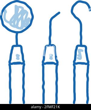 Dentist Stomatology Equipment Tool doodle icon hand drawn illustration Stock Vector