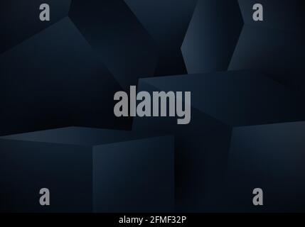 Abstract 3D blue cube box on dark background. Vector illustration Stock Vector