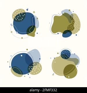 Set of abstract trendy graphic organic shape elements flowing liquid isolated on white background. Vector illustration Stock Vector
