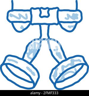 Harness Alpinism Hooking Device Tool doodle icon hand drawn illustration Stock Vector